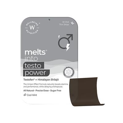 Wellbeing Nutrition Melts Testo Power Testofen, Himalayan Shilajit, Ginkgo biloba 30 Strips - Sexual Care