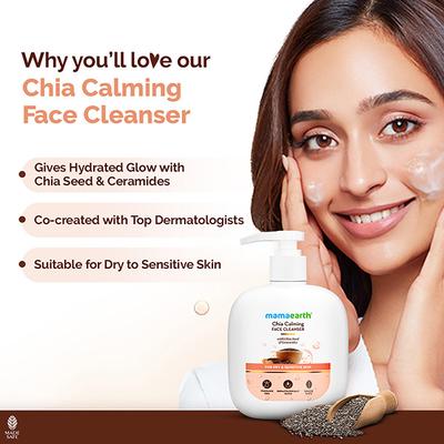 Mamaearth Chia Calming Face Cleanser with Chia Seed & Ceramides 180 ml - Face Wash & Cleansers