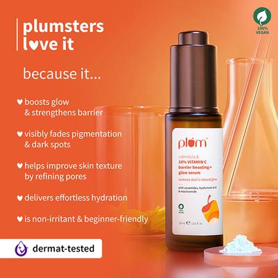 Plum Calendula & 10% Vitamin C Barrier Boosting + Glow Serum Boosts Glow Builds Skin Barrier 30 ml - Essences