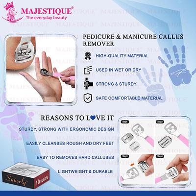 Majestique Corn Cutter for Foot, Hard Skin and Callus Remover with 10 Blades - Multicolor 1's - Cleansing Brushes