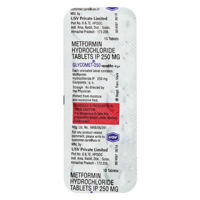Glycomet 250mg Tablet 10'S - Diabetes-Ant