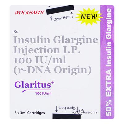 Glaritus New 100IU Cartridge 3X3ml - Diabetes-Ins