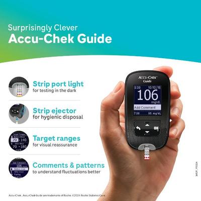 Accu-Chek Guide Glucometer Kit with Free 10 Strips - Blood Glucose Monitors/Test Strips