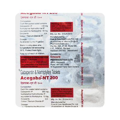 ACEGABA NT 200 Tablet 15's - Neuropathic Pain-Dru