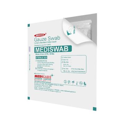 Medica Mediswab Gauze Swab 5 cm x 5 cm x 12 PLY 5's - Bandages & Dressings