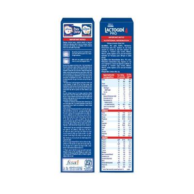 Nestle LACTOGEN PRO 4 Follow Up Formula with Whey Protein, Iron, Vitamin A, C & D (After 18 Months Upto 24 Months) Powder 400 g - Baby And Infant Supplements