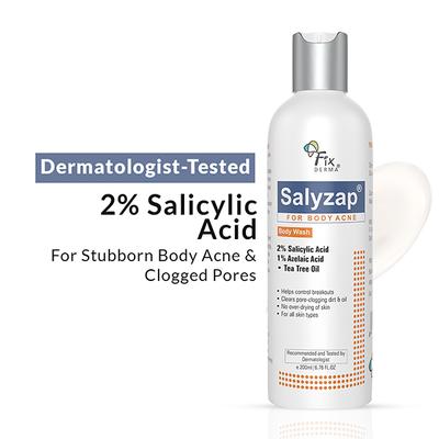 Fixderma 2% Salicylic Acid Salyzap Body Wash For Body Acne, Back, Shoulders, Arms Face Wash (200 ml) - Face Gels