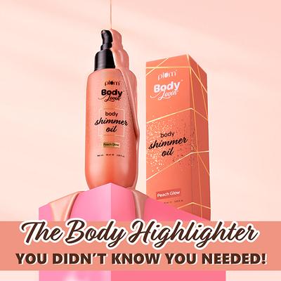 Plum BodyLovin' Body Shimmer Oil - Peach Glow, Long-lasting shimmer, Deep moisture, Fruity Fragrance 90 ml - Massage Oils