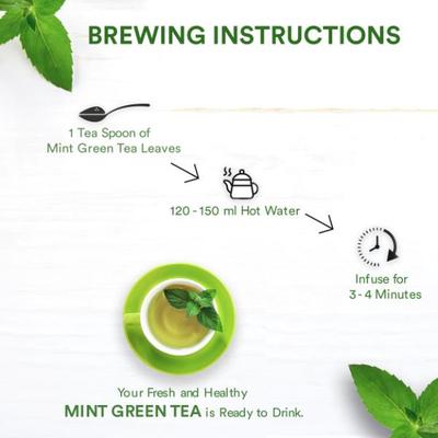 The Tea Ark Green Tea Powder - Organic Mint 50 gm (Pouch) - Green/Herbal Teas
