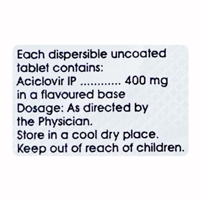 Acivir DT 400mg Tablet 5'S - Viral infections-Ant