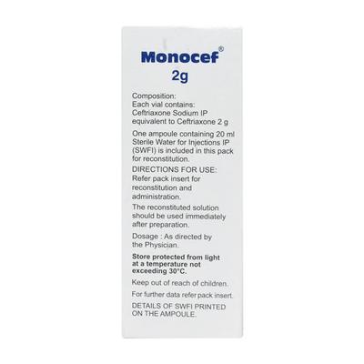 Monocef 2Gm Injection 1's - Bacterial Infections-Cep