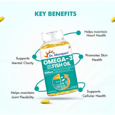 Dr. Morepen Omega 3 Deep Sea Fish Oil Capsule 60's - Omega Fish Oil Fatty Acids