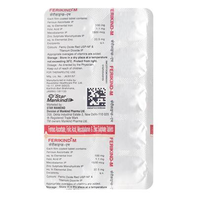Ferikind M Tablet 10'S - Iron Supplement/Anaemia-Vma