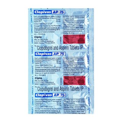 Clopivas AP 75mg Tablet 15'S - Blood Clot-Ant