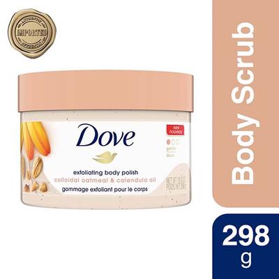 Dove Exfoliating Body Polish Scrub Oatmeal & Calendula Oil for Delicate Skin 298 gm - Scrubs & Exfoliants