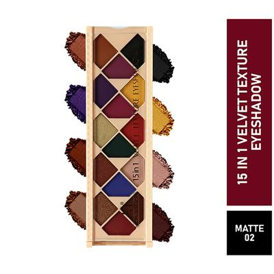Half N Half 15 In 1 Velvet Texture Eyeshadow, Highly Pigmented, Easy To Blend, Long Lasting Versatile Look Multicolor Matte Palette-02 12 gm - Eye Shadow Palettes