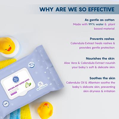 The Moms Co. Baby Water Wipes (Pack of 3) 1's - Rash Creams