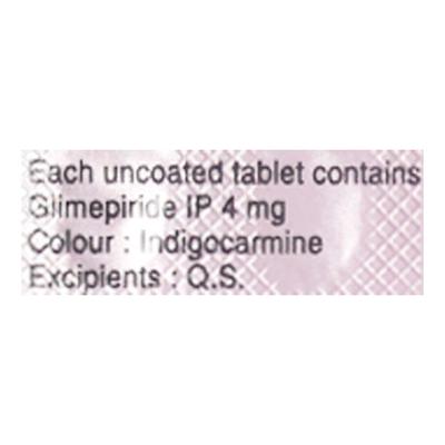 Zoryl 4mg Tablet 15'S - Diabetes-Ant