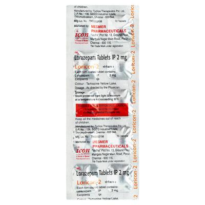 Loricon 2mg Tablet 10'S - Anxiety-Anx