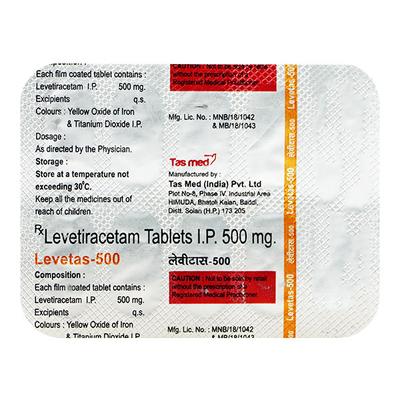 LEVETAS 500mg Tablet 10's - Epilepsy/Convulsion-Ant