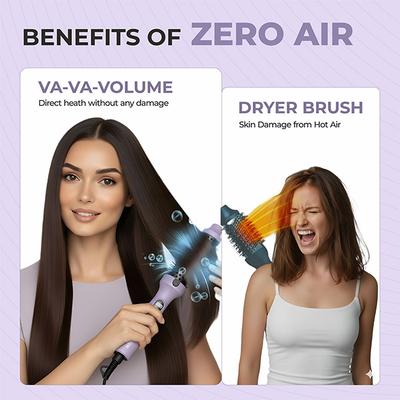 Tash Hair 3-in-1 Heated Round Brush- Volumizer + Curling Tong + Straightener Brush (Va-Va Volume) 1's - Hair Dryers