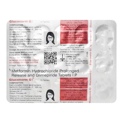Gluconorm G 1mg Tablet 15'S - Diabetes-Ant