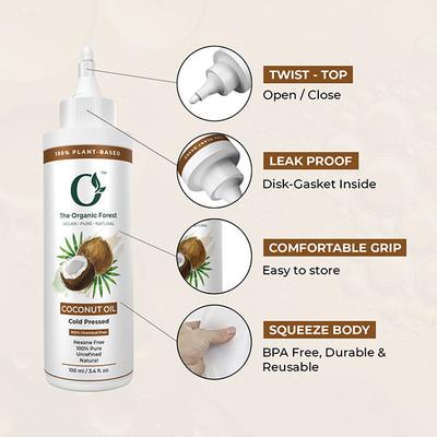 Organic Forest 100% VEGAN Pure Cold Pressed Coconut Oil for Hair & Skin 100 ml - Hair Oils