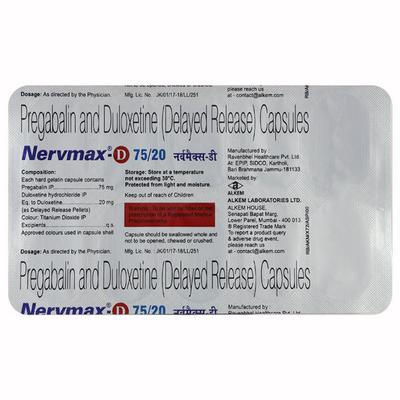 NERVMAX D 75/20 Capsule 10's - Neuropathic Pain-Dru