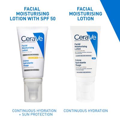 Cerave AM Facial Moisturizing Lotion - Normal to Dry Skin Day Cream With Sunscreen SPF 50 52 ml - Body Sunscreen