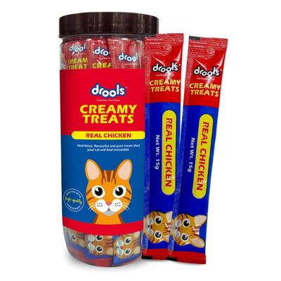 Drools Creamy cat Treats - Real Chicken (Pack Of 25 x 15gm) 1's - Petfood
