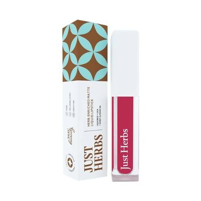 Just Herbs Ayurvedic Matte Liquid Lipstick with Long Lasting, Hydrating, Peony Pink 2ml - Liquid Lipsticks
