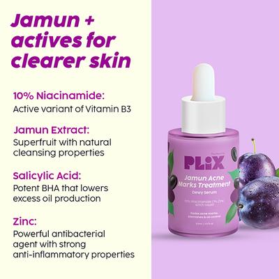 Plix The Plant Fix 10% Niacinamide Jamun Face Serum For Acne Marks & Scars For Unisex 30 ml - Face Serum
