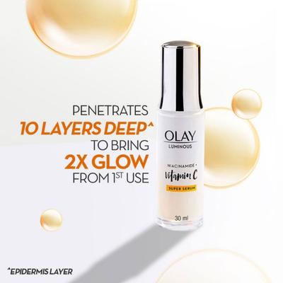 Olay Luminous Vitamin C Super Serum with 99% pure Niacinamide,White,82316914 30 ml - Face Gels