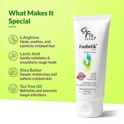 Fixderma Foobetik Foot Cream for Diabetic, Dry & Crack Heel, Moisturizes & Repair Feet (100 g) - Face Creams