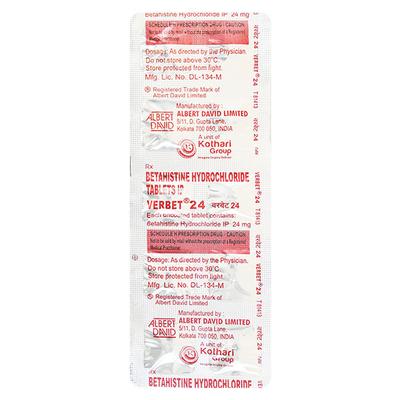 Verbet 24mg Tablet 10'S - Vertigo-Ant