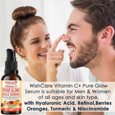 WishCare Vitamin C+ Pure Glow Face Serum - With Hyaluronic Acid Retinol Niacinamide Oranges Berries & Turmeric 30 ml - Face Serum