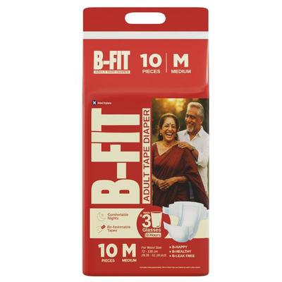 B-Fit Adult Tape Diaper (M) 10's - Adult Diapers & Pads