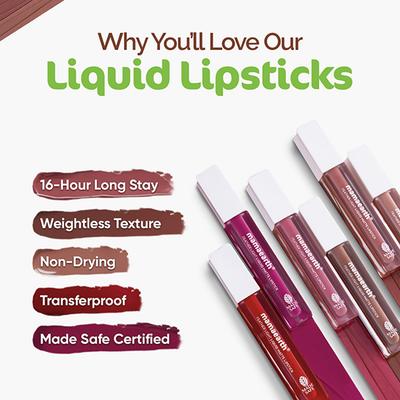 Mamaearth Feather Light Liquid Matte Lipstick with Coconut & Vitamin E for 16-Hour Long Stay (Weightless & Non-Drying) - 05 Nude Brown 3.5 ml - Lipsticks