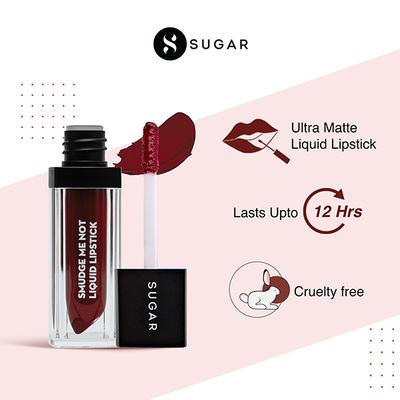 Sugar Cosmetics Smudge Me Not Liquid Lipstick - 01 Brazen Raisin (Burgundy) 4.5 ml - Liquid Lipsticks