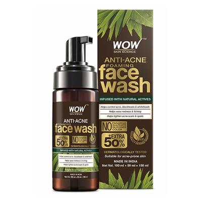 Wow Life Science Anti Acne Foaming Face Wash - with Tea Tree Essential Oil 100 ml - Face Washes