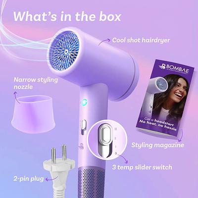 Bombae Headstart Ionic Hair Dryer 1600W 3 Heat Modes (Cool, Warm, Hot) 5X Faster Drying 400 g - Hair Dryers