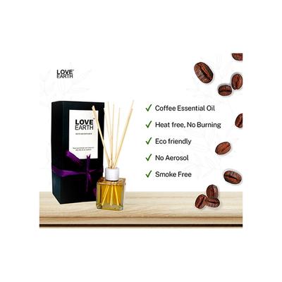 Love Earth Premium Reed Diffuser Coffee Toxin Free Lasting Fragrance 30 ml - Diffuser