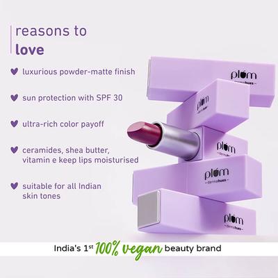 Plum Velvet Haze Matte Lipstick SPF 30, Powder Matte Finish, with Ceramides, 03 Magical Mauve 4.2 gm - Lipsticks