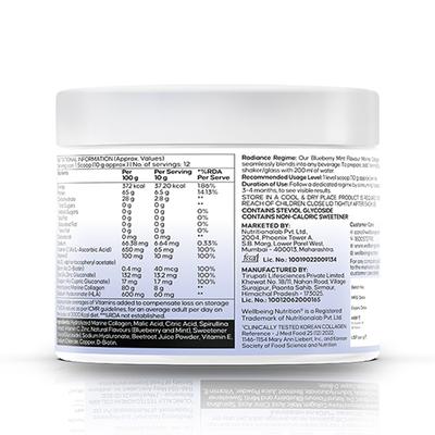 Wellbeing Nutrition Pure Korean Marine Collagen - Blueberry Mint 120 gm - Nutritional Bars