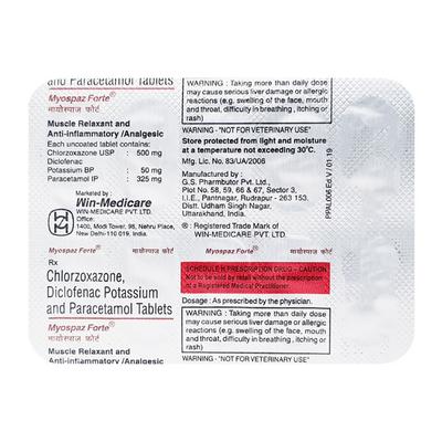 Myospaz Forte Tablet 10'S - Muscle Cramps/Spasticity-Mus