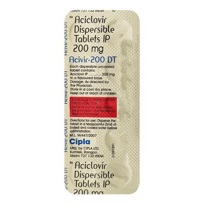 Acivir DT 200mg Tablet 10'S - Viral infections-Ant
