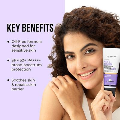 Dr. Sheth's Oat & Ceramide Sensitive Skin Sunscreen SPF 50+ PA++++ Oil-Free Sunscreen 50 gm - Body Sunscreen