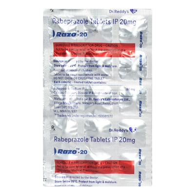 Razo 20mg Tablet 15'S - Ulcer/Reflux/Flatulence-Aaa