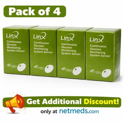 LinX CGM Smart Continous Glucose Monitoring System Sensor (Pack of 4) - Continous Glucose Monitoring Sensors