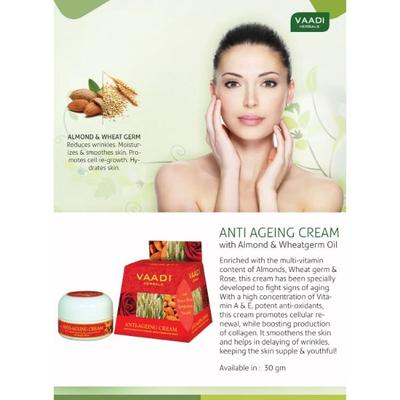 Vaadi Herbals Anti-Ageing Cream - Almond, Wheatgerm Oil & Rose 30 gm - Face Creams